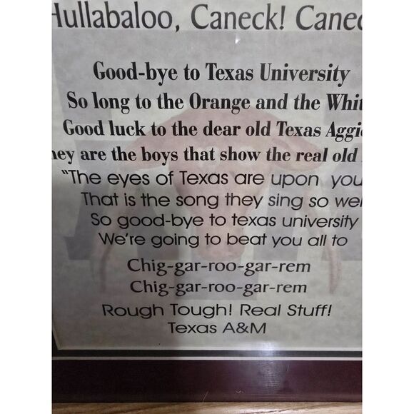 Texas A & M Aggie Graduate and Aggie War Hymn Framed 2 Pictures Black/Wood Frame - Picture 6 of 7